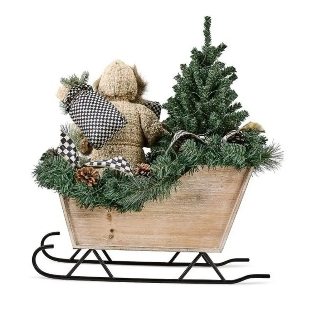 Mackenzie Childs Farmhouse Illuminated Santa In Sleigh NIB